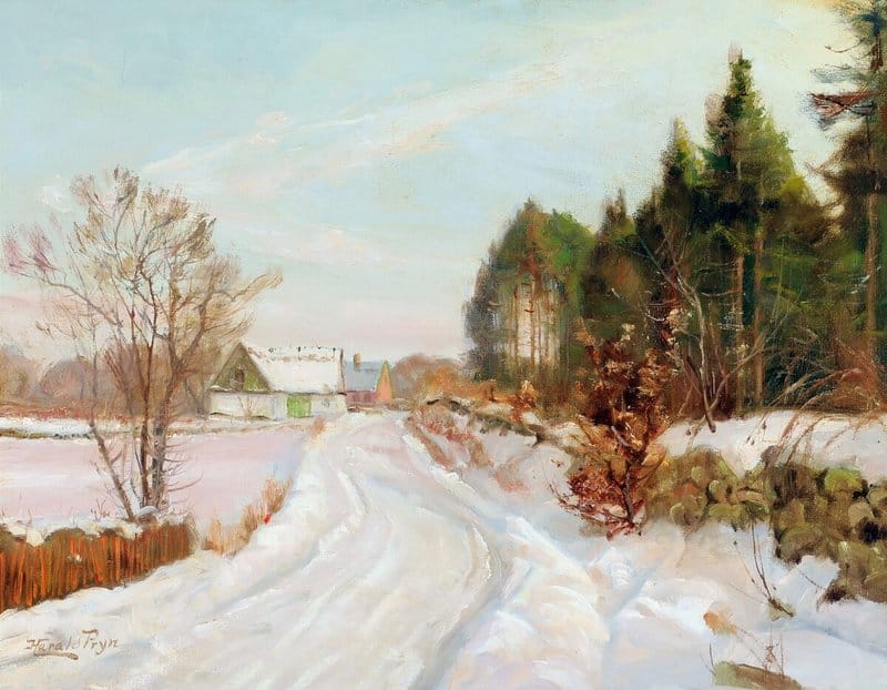 Pryn Harald A Country Road Cutting Through A Snowcovered Landscape canvas print