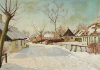 Pryn Harald A Snowcovered Village Road canvas print