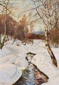 Pryn Harald Birch Trees In A Winter Landscape canvas print