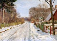 Pryn Harald Snow Covered Village Road canvas print