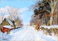 Pryn Harald Snowy Country Road Near Gribskov Denmark canvas print
