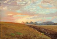 Pryn Harald Sunset Over A Field Landscape