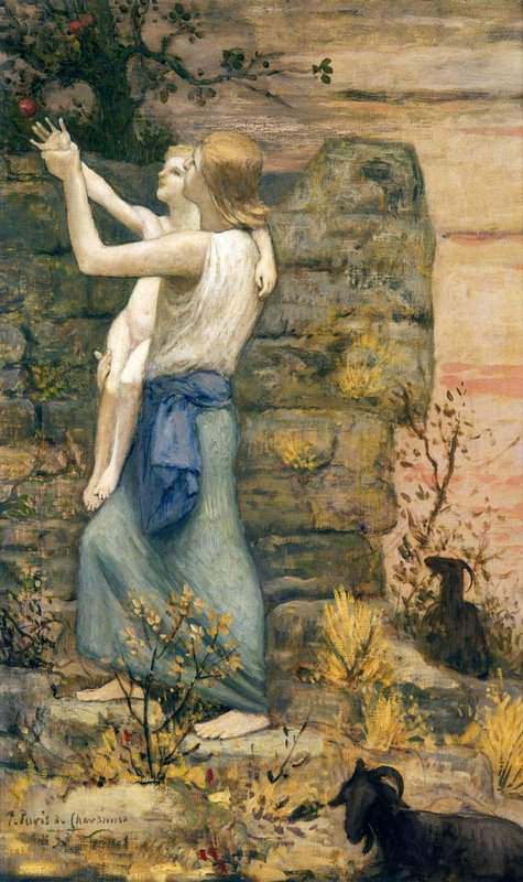 Puvis De Chavannes Pierre Child Picking Apples Or The Goatherd canvas print