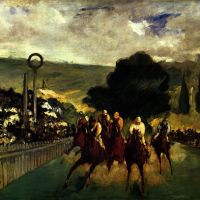Carrera en Longchamp por Edouard Manet