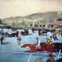 Races in het Bois de Boulogne door Manet