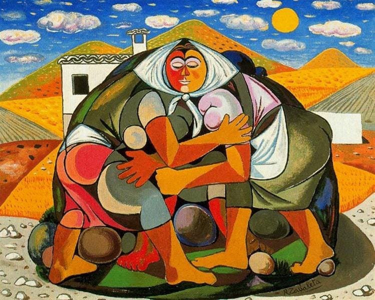 Tableaux sur toile, reproduction de Rafael Zabaleta Peasants 1952