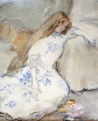 Raffaelli Jean Francois A Young Girl Resting canvas print