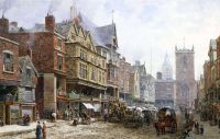 Rayner Louise Ingram Bridge Street Chester Looking North Towards The Cross And St. Peter S Church. On The Left The Dutch Houses 1877 canvas print