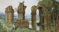 Rayner Louise Ingram Kind spielt unter Ruinen 1870
