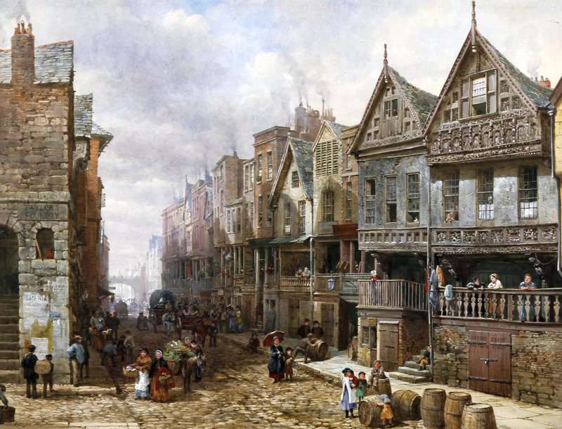 Rayner Louise Ingram The Cross. The Eastgate In The Distance And Bishop Lloyd S House On The Right Before 1876 canvas print