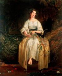 ريدغراف ريتشارد أوفيليا نسج أكاليلها 1842 لوحة قماشية