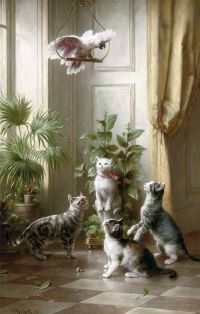 Reichert Carl Cats And The Cockatoo 1898