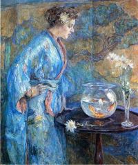 Reid Robert Mädchen im blauen Kimono 1911