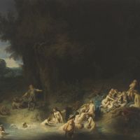 Rembrandt Diana Bathing With Her Nymphs With Actaeon And Callisto