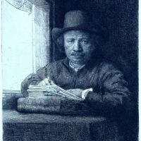 Rembrandt Drawing At A Window 1648
