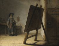 Rembrandt der Künstler in seinem Atelier