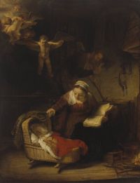 Rembrandt Die Heilige Familie mit Engeln