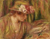 Renoir Pierre Auguste Andree En Chapeau Lisant La Tete Tournee A Droite