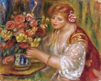 رينوار بيير أوغست فام Arrangeant Des Fleurs أو La Femme Au Bouquet Andree 1917
