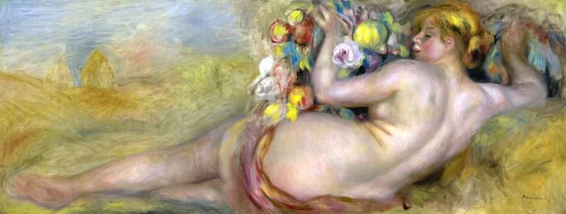 Renoir Pierre Auguste Femme Nue Couchee Soutenant Des Fruits 1888 canvas print