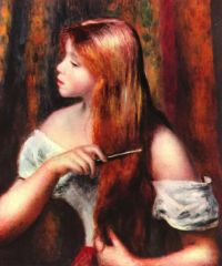 Renoir Pierre Auguste Mädchen, das ihr Haar kämmt