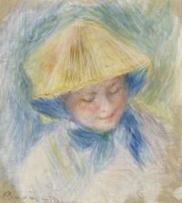 Renoir Pierre Auguste Portrait De Femme En Chapeau De Paille canvas print