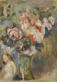 Renoir Pierre Auguste Vase De Fleurs Et Femme Ca. 1915