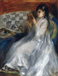 Renoir Pierre Auguste Young Woman In White Reading canvas print