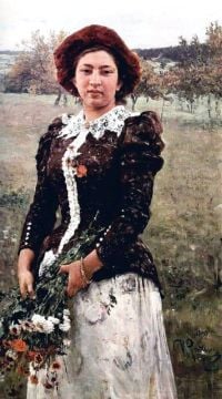 Repin Ilya Efimovich Autumn Bouquet. Portrait Of Vera Repina 1892 canvas print