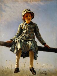 Repin Ilya Efimovich Dragonfly. Painter S Daughter Portrait 1884 canvas print