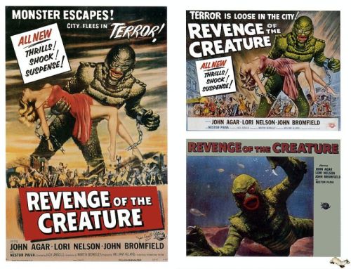 Revenge Of The Creature 1955 And 2 Lobby Cards Movie Poster canvas print