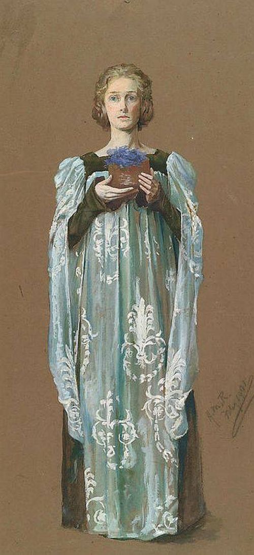 Rheam Henry Meynell Full Length Portrait Of A Lady Holding A Bowl Of Violets 1901 canvas print