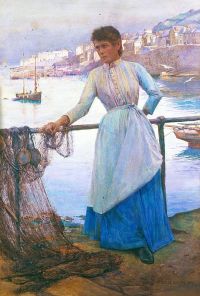 ريام هنري مينيل فتاة باللون الأزرق عام 1891 مطبوعة على القماش