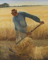 Ring Laurits Andersen, Mowing the wheat field canvas print