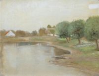 Ring Laurits Andersen A View Of The Village Pond Presumably In The Village Ring On Zealand
