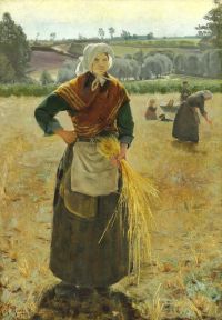 Ring Laurits Andersen A Woman Gathering Ears Of Corn