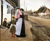 Ring Laurits Andersen Conversation In The Village Street Lille N Stved canvas print