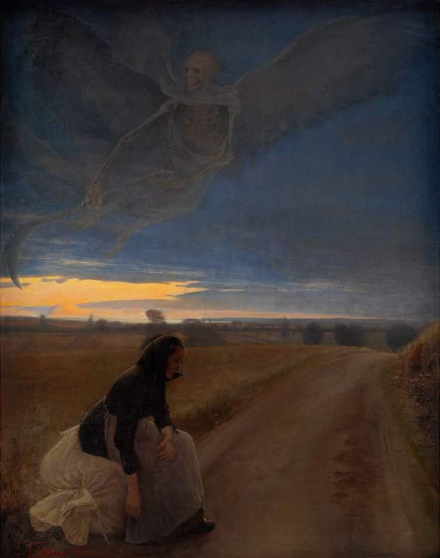 Ring Laurits Andersen Evening. Death And The Old Woman canvas print