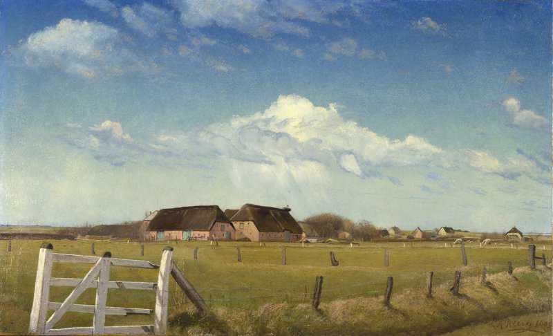 Ring Laurits Andersen Fenced In Pastures By A Farm With A Stork S Nest On The Roof Sk Rb K 1903 canvas print