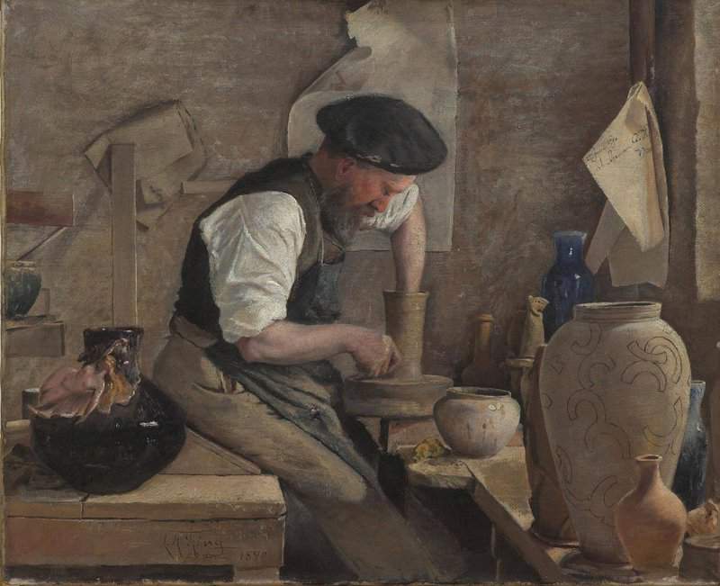 Ring Laurits Andersen Potter Herman Kahler In His Workshop canvas print