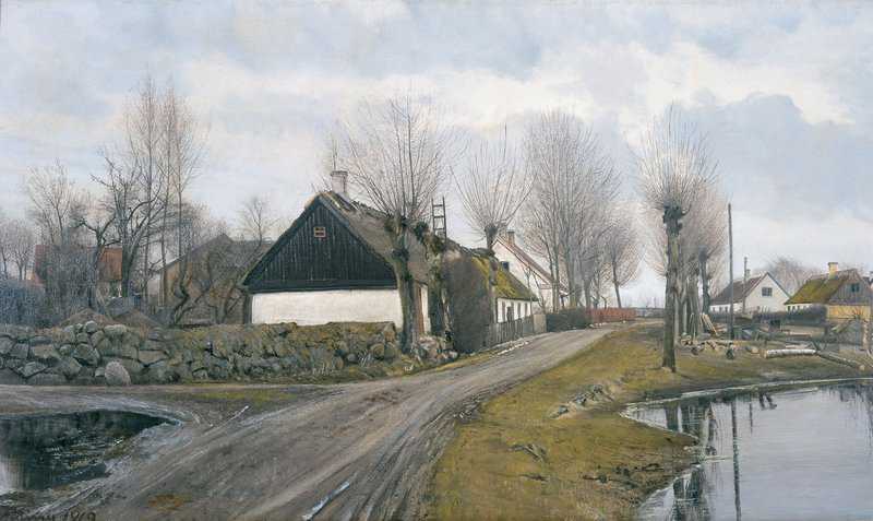 Ring Laurits Andersen Road By The Village Pond In Baldersbronde canvas print