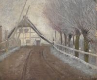 Ring Laurits Andersen The Railroad Crossing At L. A. Ring S Childhood Home In Ring. Frosty Mist 1890 canvas print