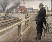 Ring Laurits Andersen Waiting For The Train. Level Crossing By Roskilde Highway