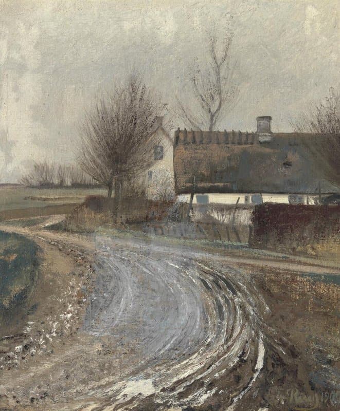 Ring Laurits Andersen Winter Landscape With A Muddy Road Winding Its Way Past A Whitewashed Farm 1907 canvas print