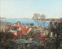 Ring Ole A View Over The Roof Tops With Roskilde Fjord In The Distance 1922 canvas print