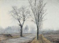 Ring Ole A Winter Landscape With Naked Trees And A Church In The Distance canvas print