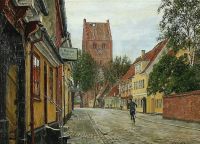 Ring Ole Street View From Koge With St. Nicolas Church In The Background 1958 canvas print