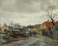 Ring Ole View From A Small Village With Horse Drawn Carriages Being Loaded With Cabbage canvas print