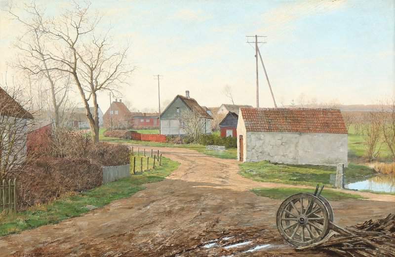 Ring Ole Village Street In Fjenneslev Near Soro 1948 canvas print