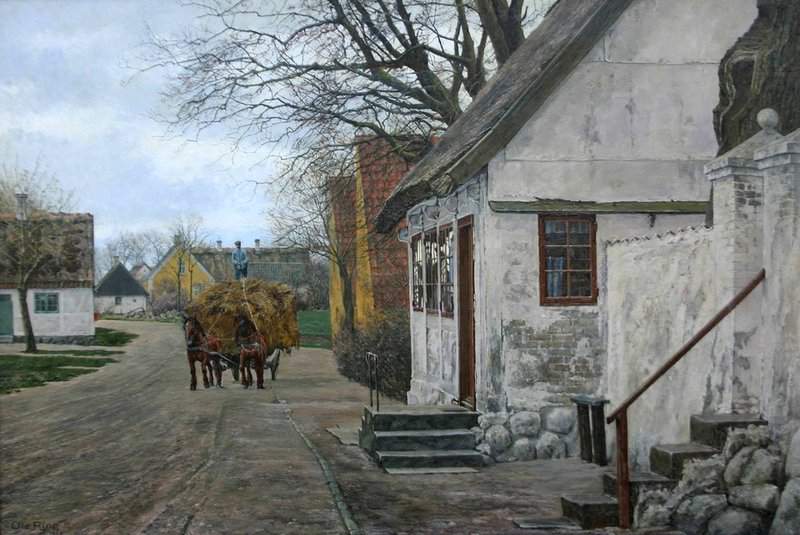 Ring Ole Village With Horse Drawn Cart 1953 canvas print